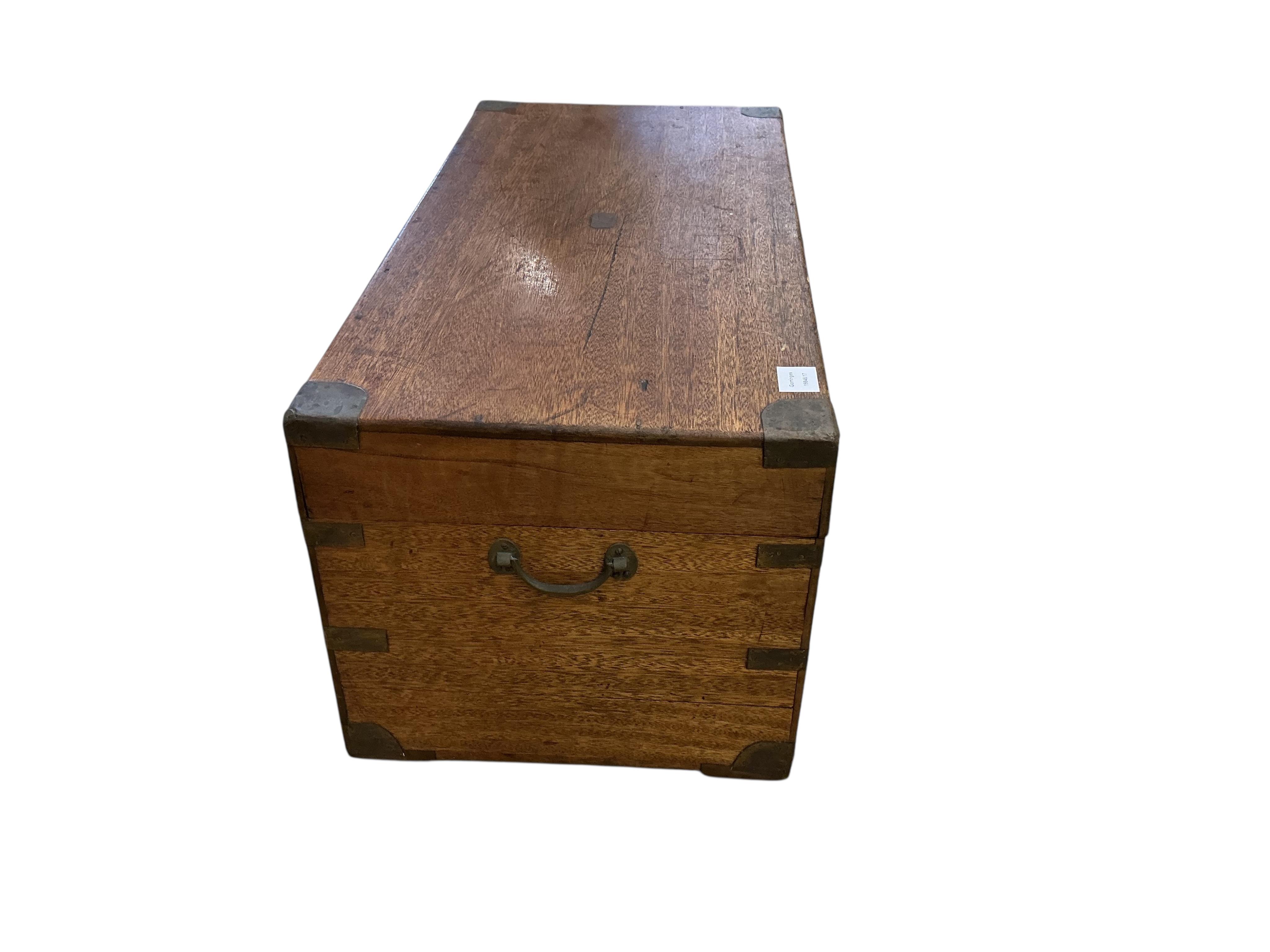 A small 19th century brass mounted camphorwood trunk, width 84cm, depth 42cm, height 39cm